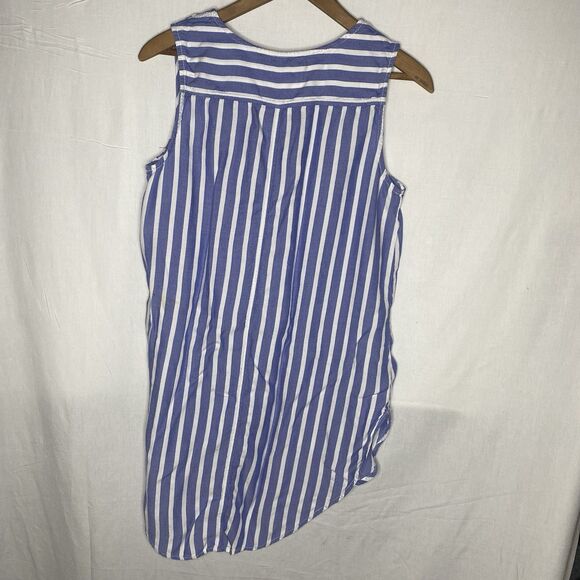 BEACH LUNCH LOUNGE Dress Striped Sleeveless Coverup Rayon Womens S Blue White - Picture 3 of 7